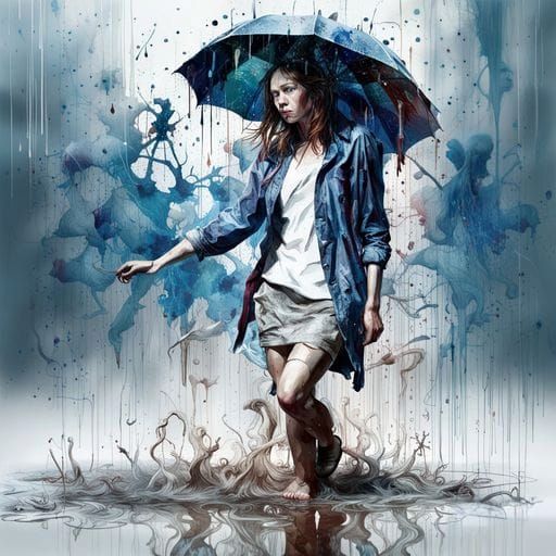 Dancing in Rain Puddle, Splash Art Style