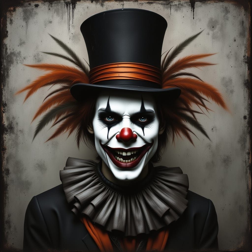 Sinister Clown Portrait in Expressive Digital Painting