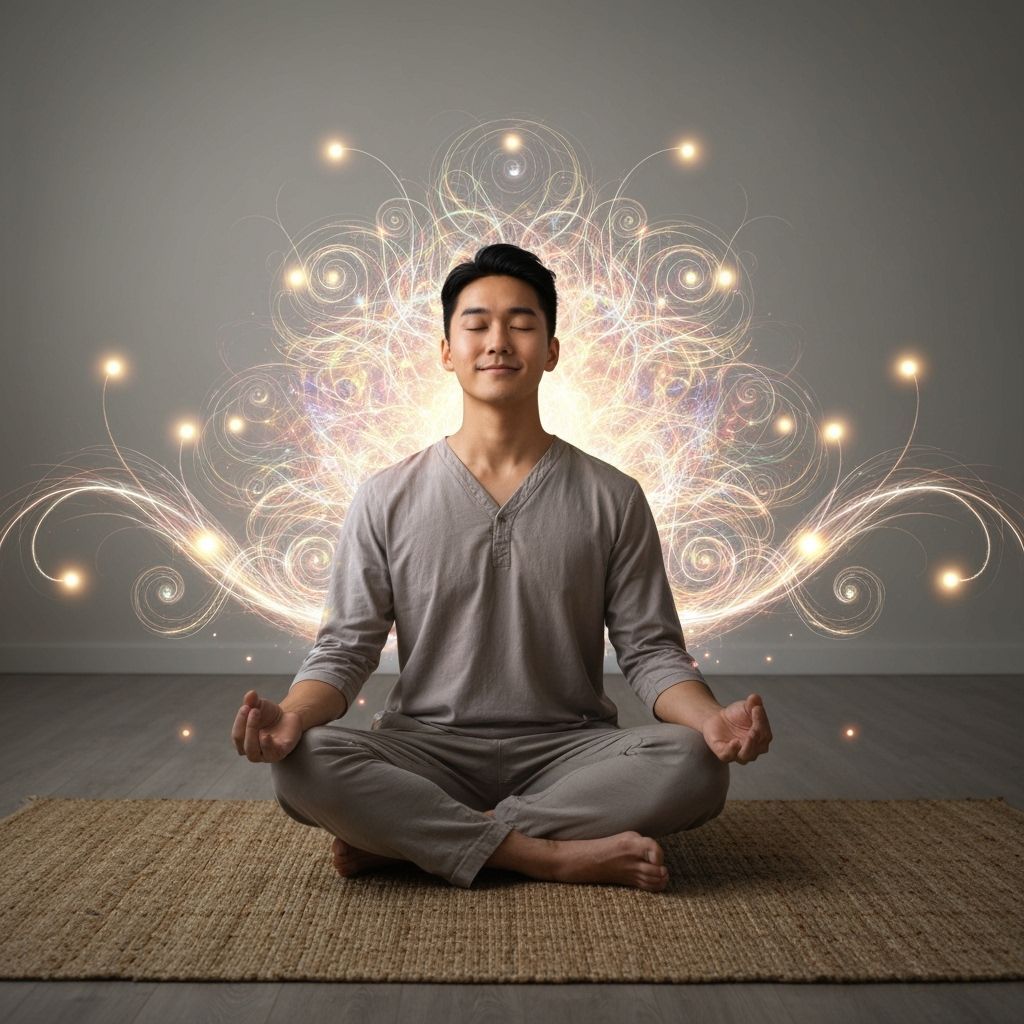 Meditating Man Radiating Mandala Energy Patterns