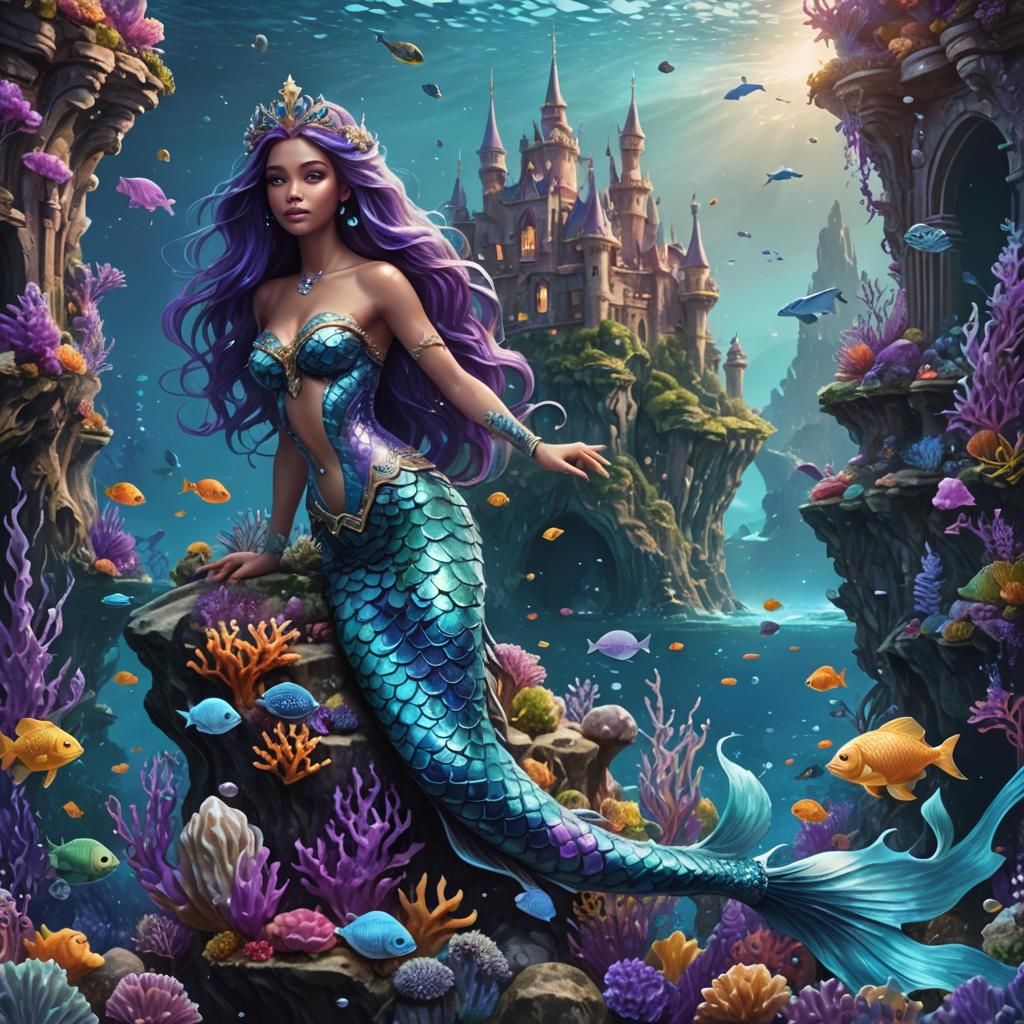Mermaid in Crystal Castle: Fantasy Concept Art