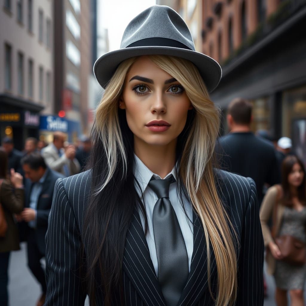 Elegant City Woman in Cinematic Dystopia