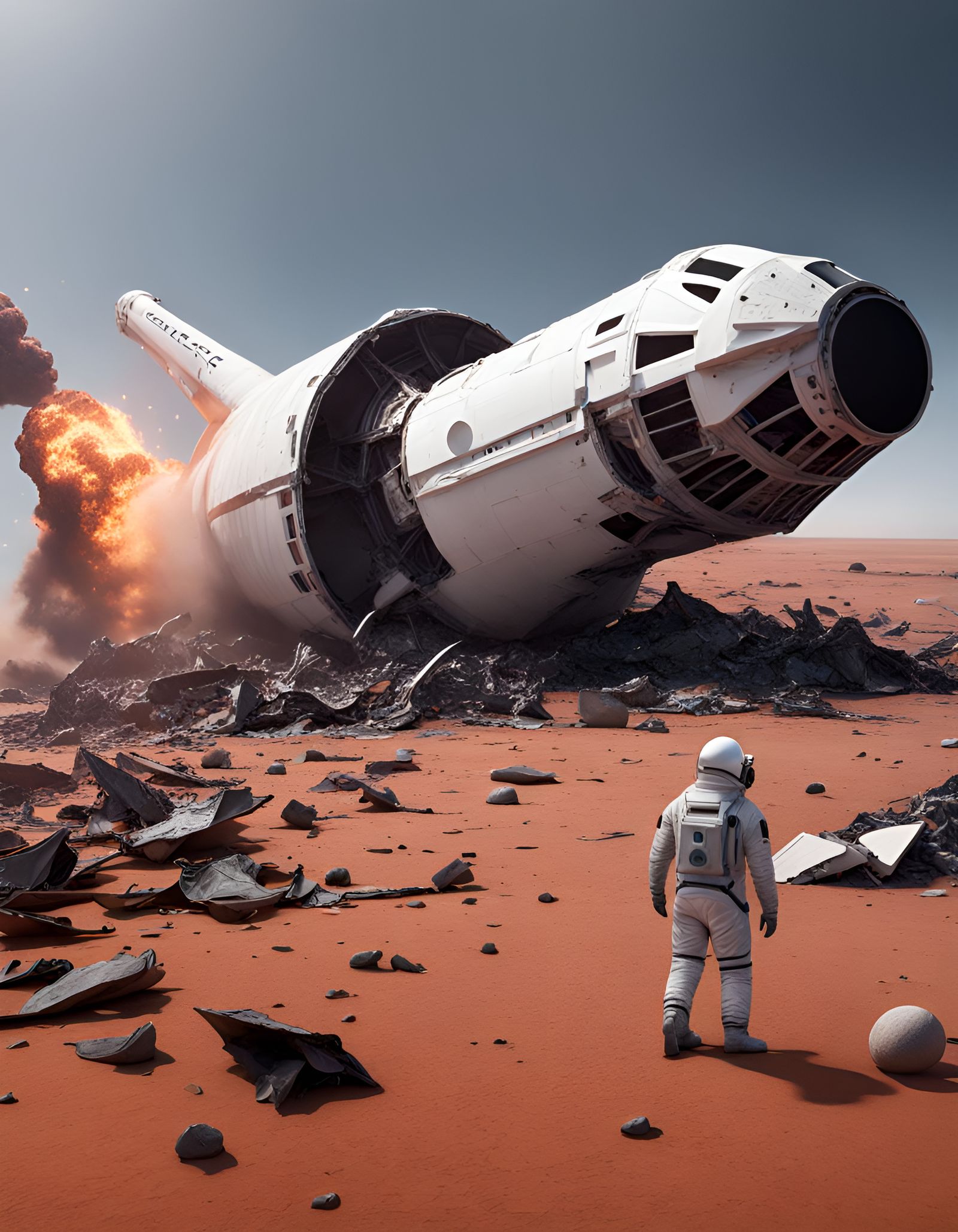 Photorealistic SpaceX Starship Crash on Mars