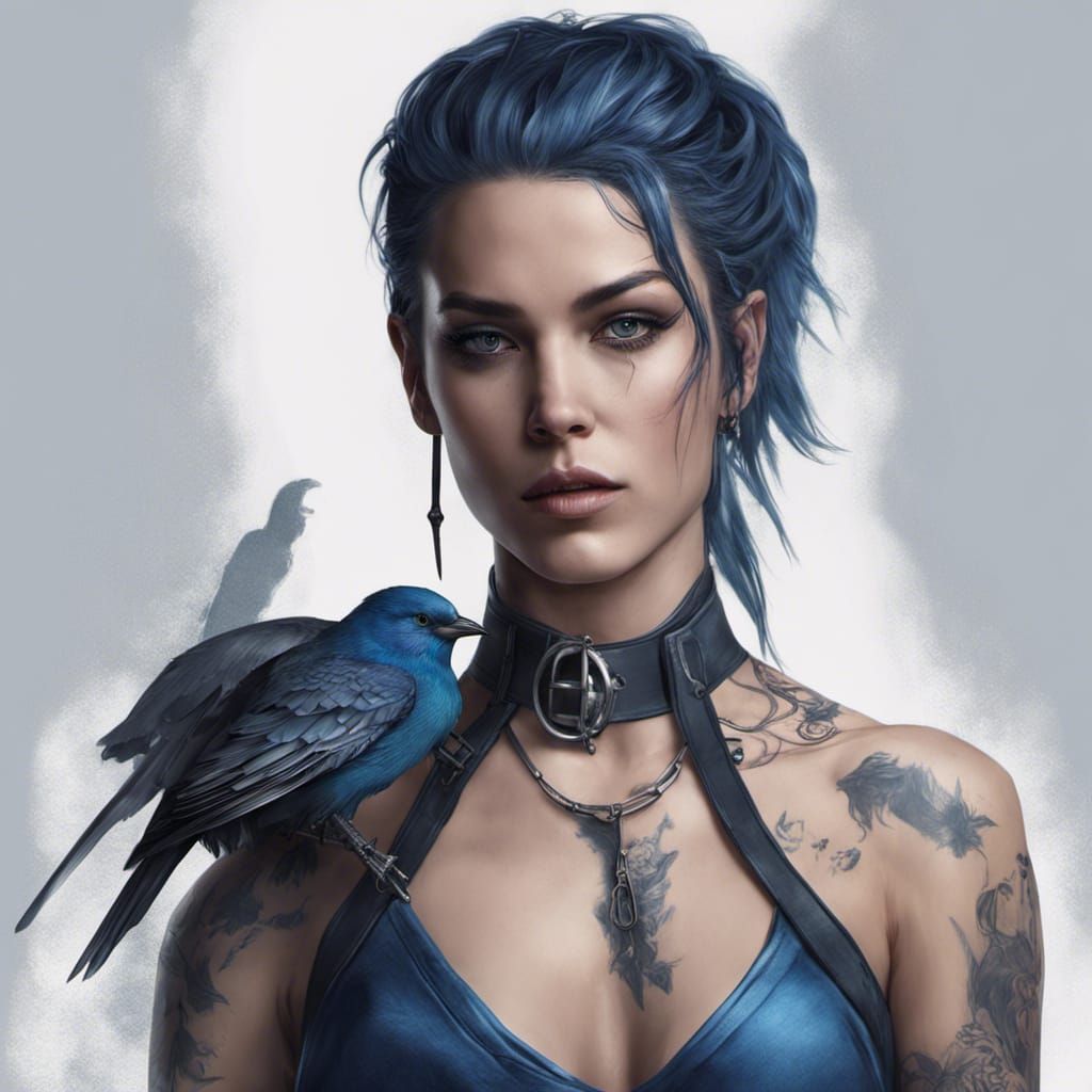 Beautiful Assassin with Blue Highlights, Photorealistic 8K