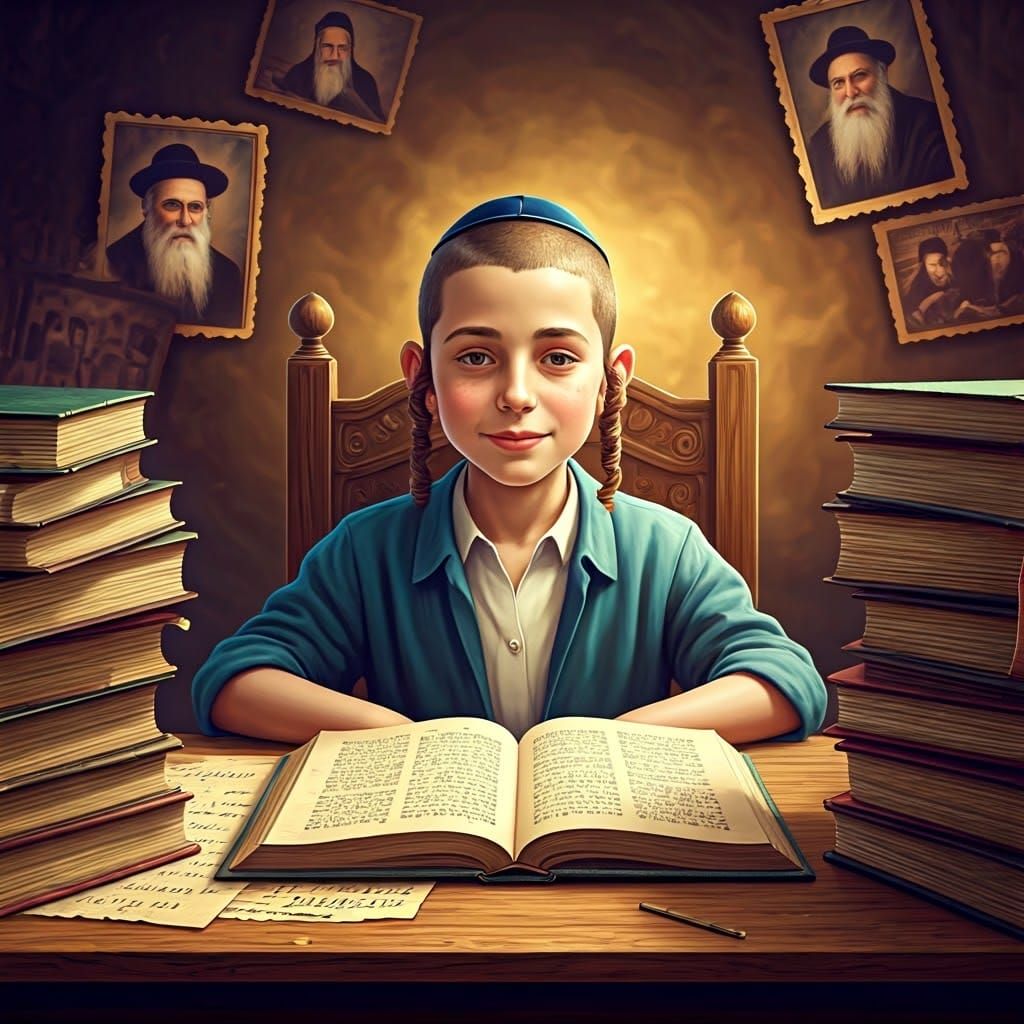 Young Jewish Scholar in Intimate Study