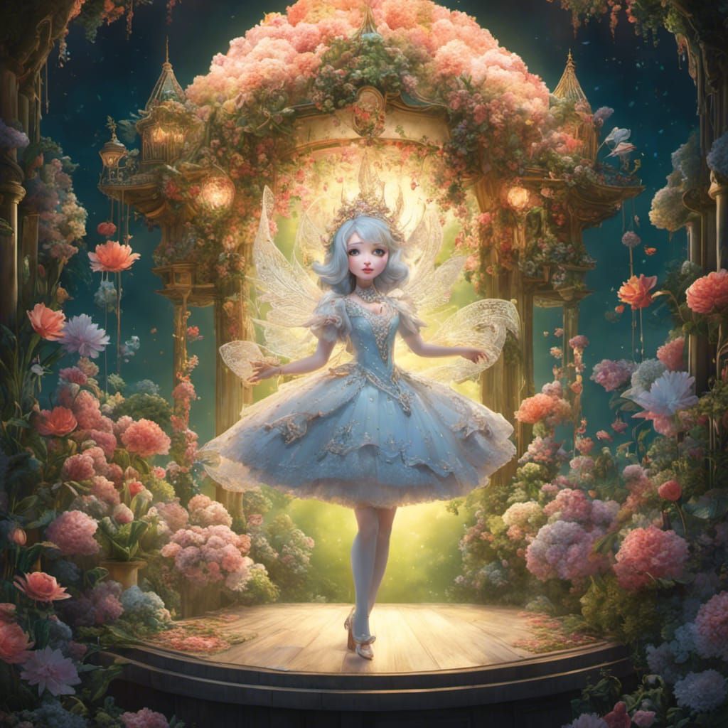 Happy Puppet in Cozy Theater, Fantasy Art