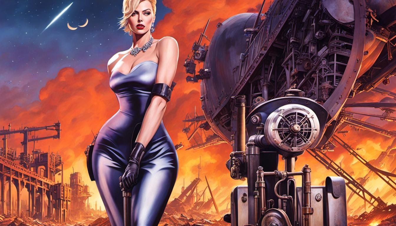 Wasteland Girl with Luger Pistol in a Despair Landscape