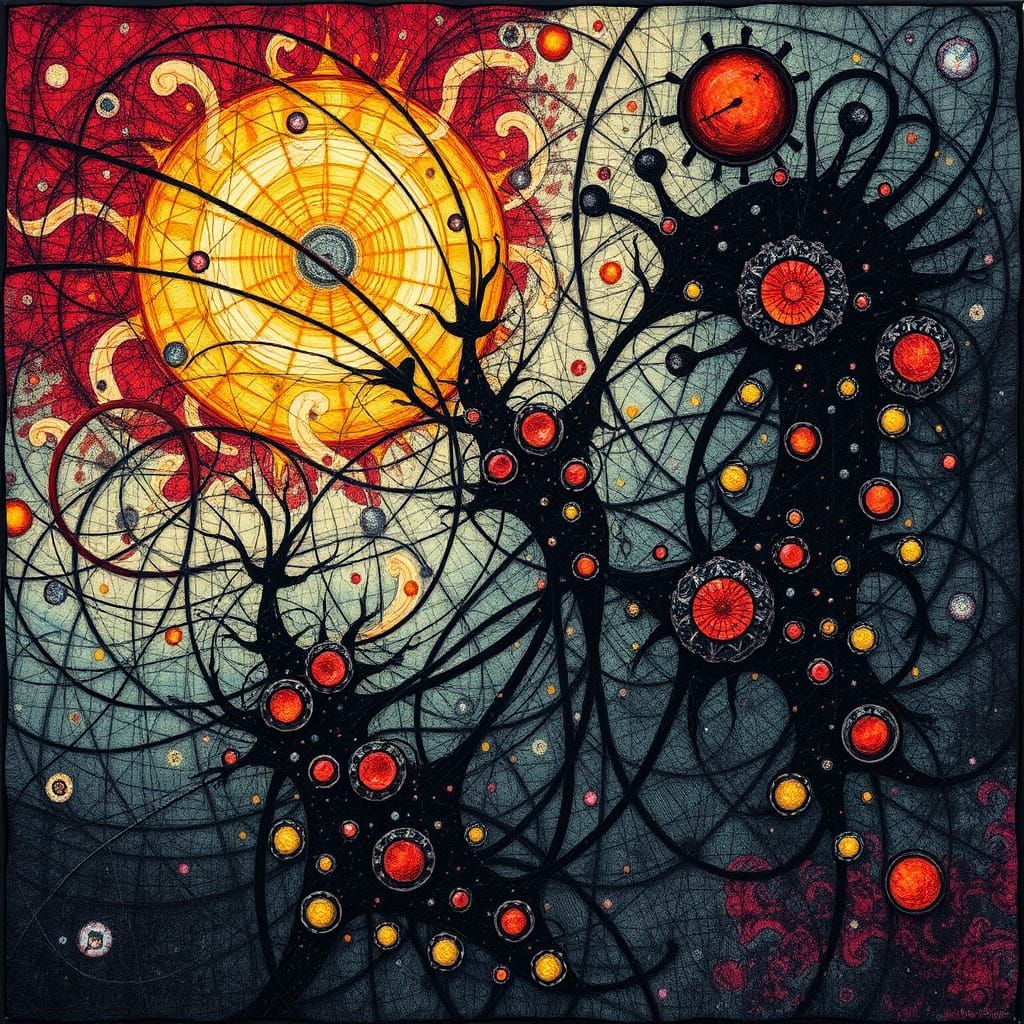 Knitted Geopolitical Hallucinations in Surreal Mixed Media S...