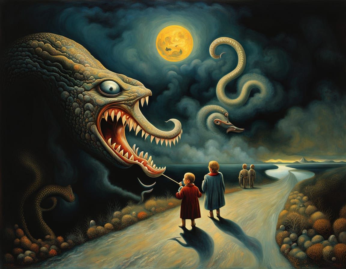 Surreal Halloween Night: Children Trick or Treating