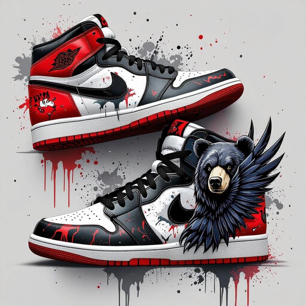 Custom Graffiti Art Nike Shoes Red Grey Black
