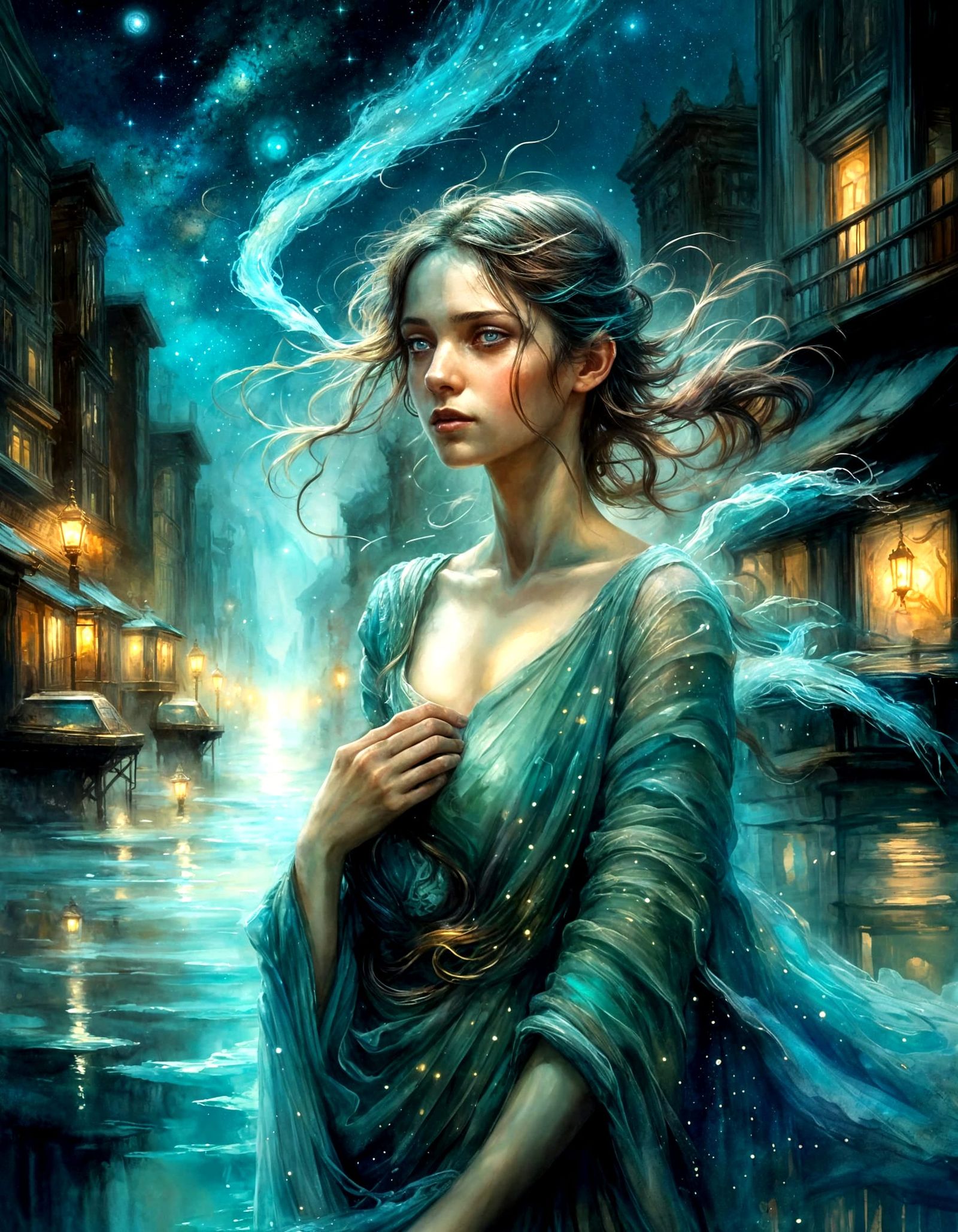 Whimsical Fantasy Night Sky with Iridescent Colors