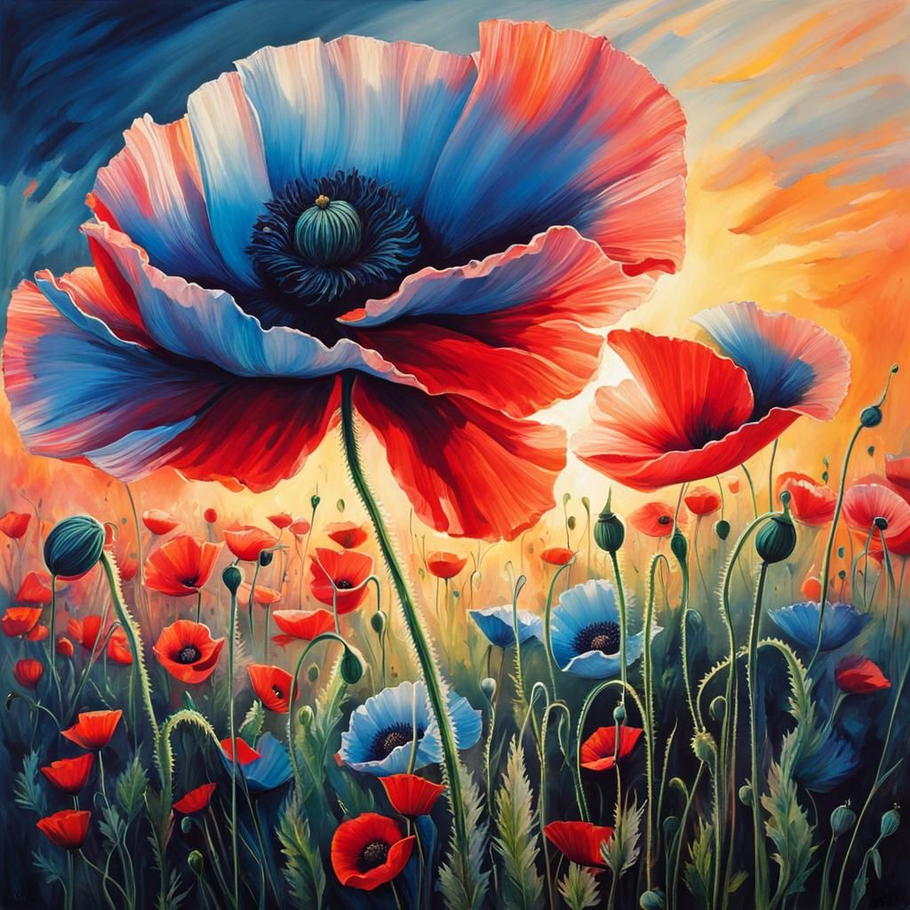 Poppies in Summer Sunset: A Childhood Memory