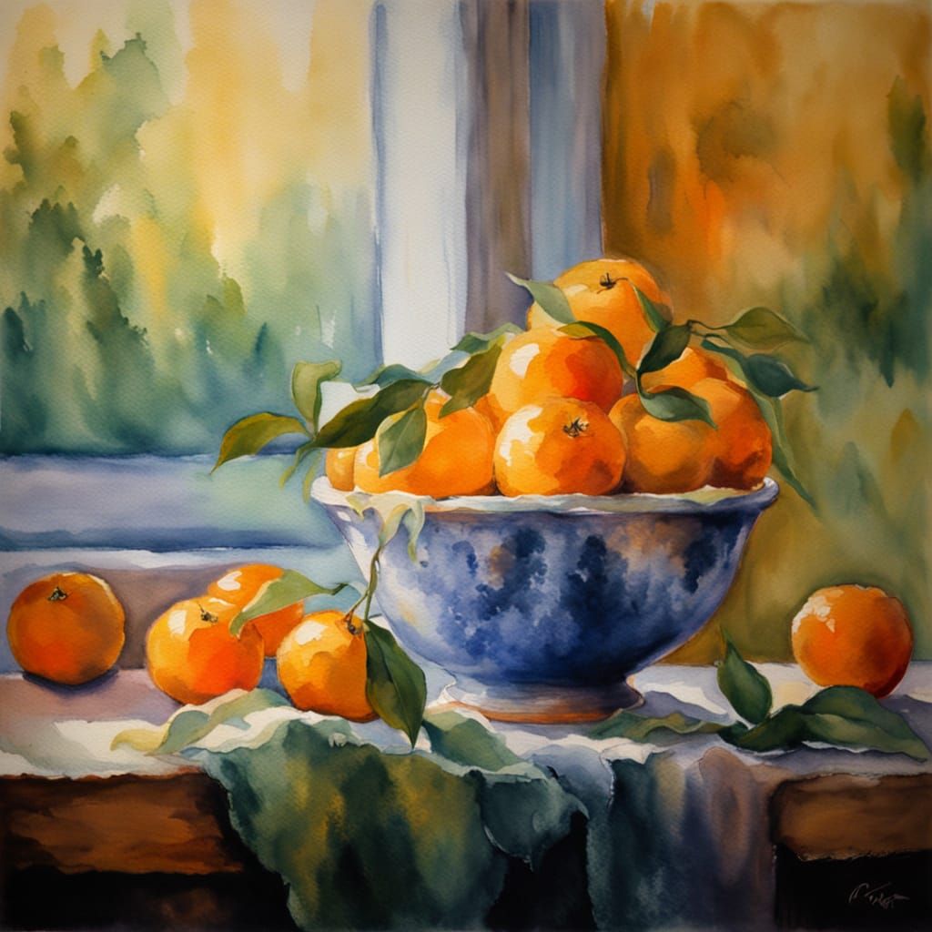 Mandarin Orange Sun Glowing in Dreamy Clouds