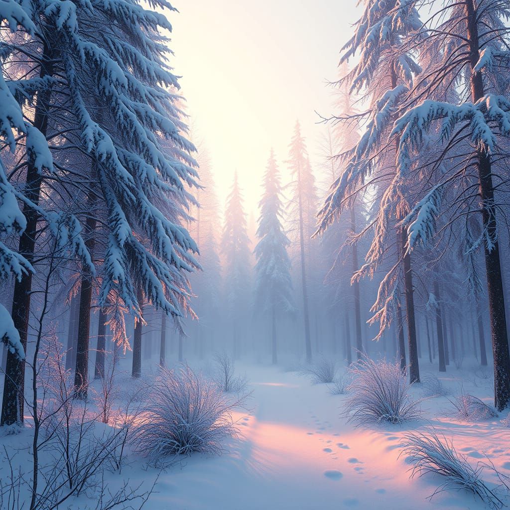 Mystical Winter Woods in 8K Cinematic Style