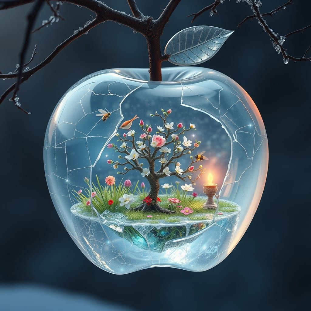 Ethereal Crystal Apple in Winter Wonderland