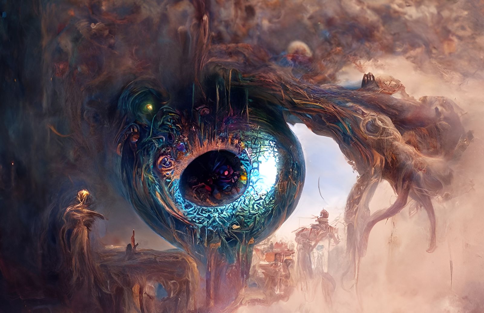 Cosmic All-Seeing Eye: Steampunk Digital Art