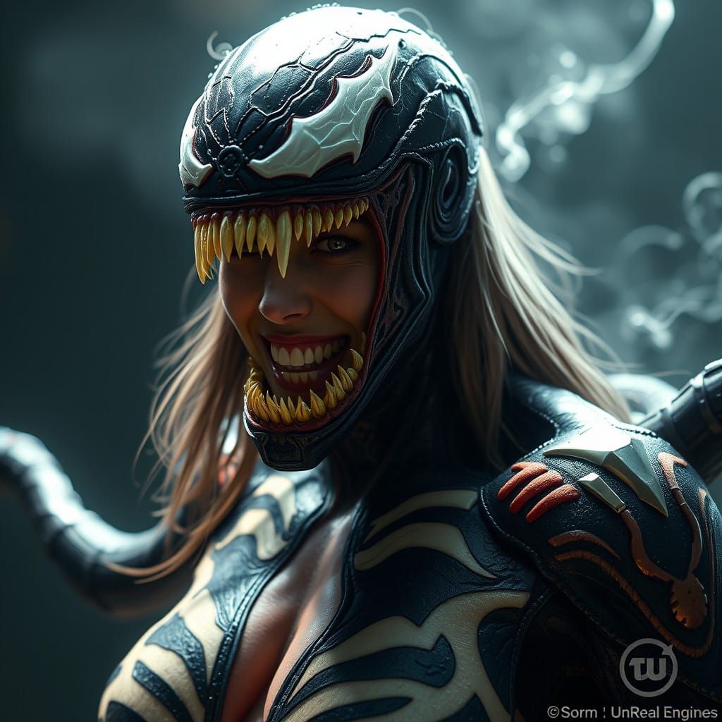 Venomous Transformation in Hyperdetailed Cyberpunk Style