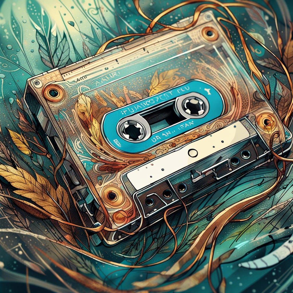 Detailed Cassette Tape with 80s Vibe