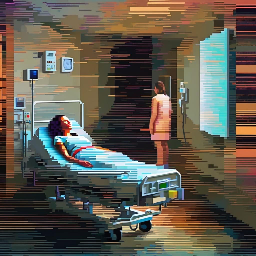 Glitch Art: Teenage Girl Visits Dying Mother