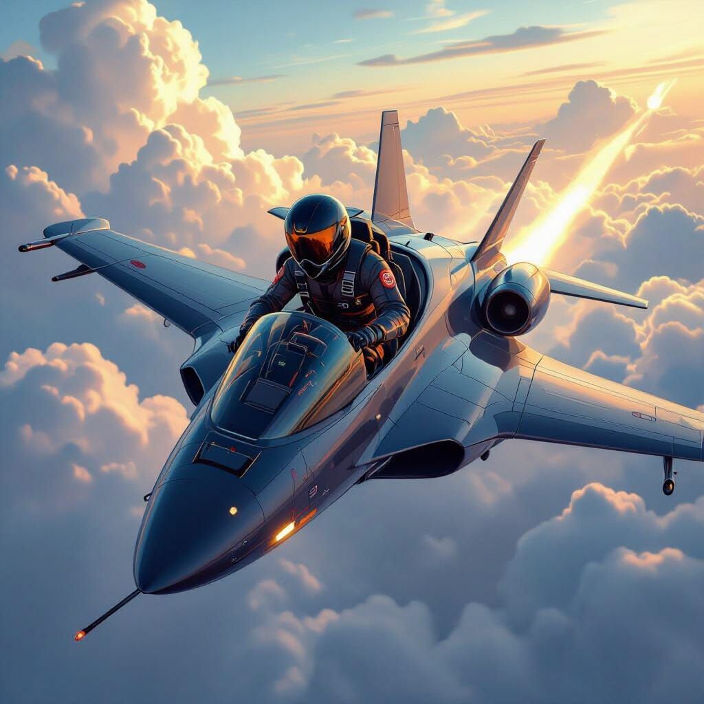 Ant Pilot Flies a Jet in Futuristic Style
