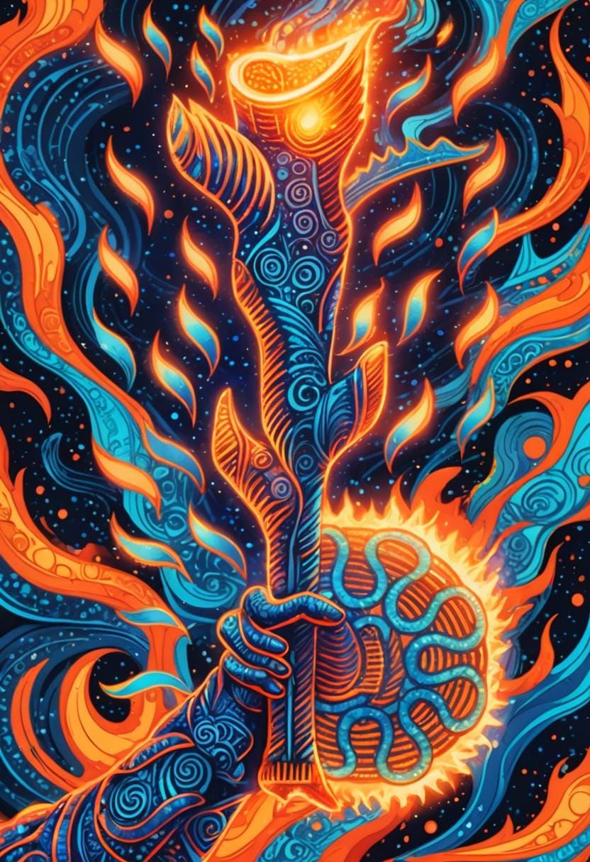 Flaming Club in World of Sound, Abstract Illustration