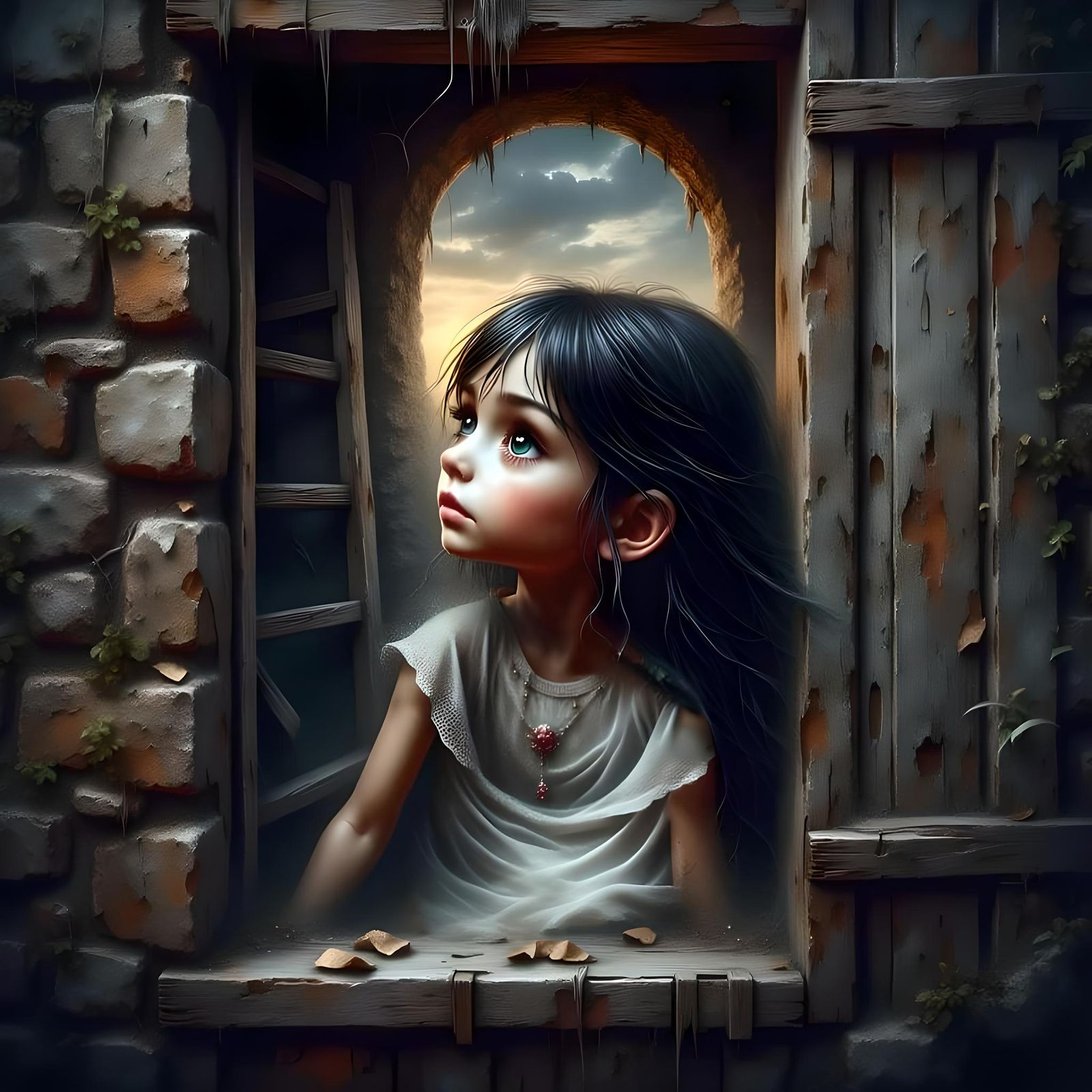 Sinister Sunrise: Girl in Abandoned Tunnel