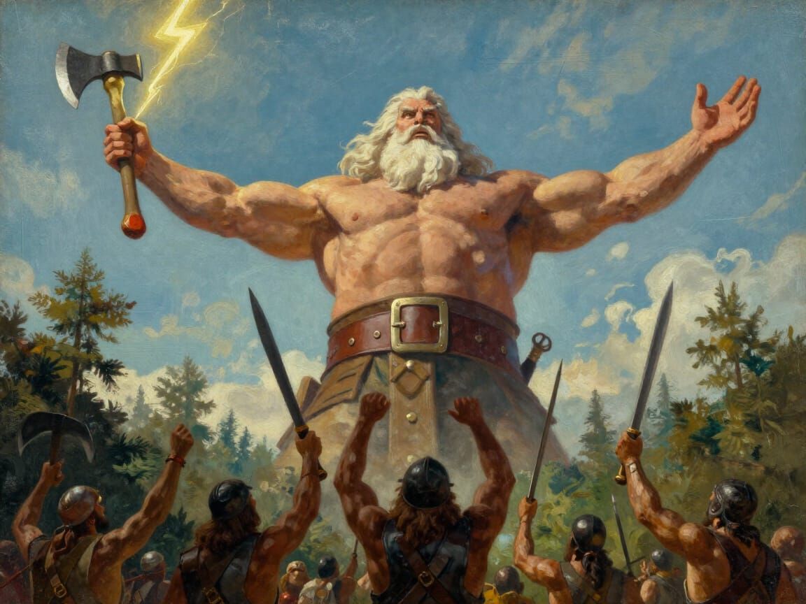 Perun God of Thunder and War in Pulp Style