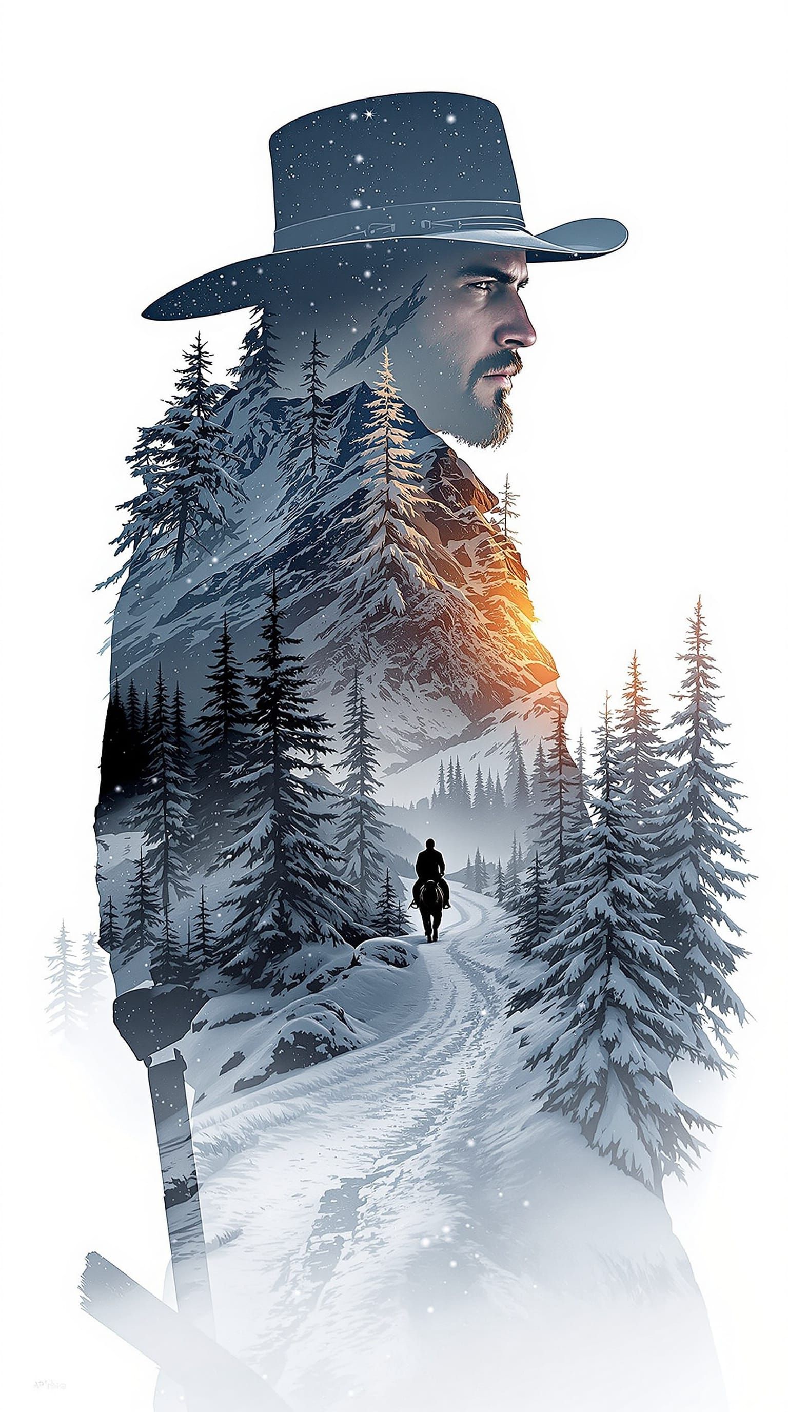 Arthur Morgan Double Exposure Landscape Portrait