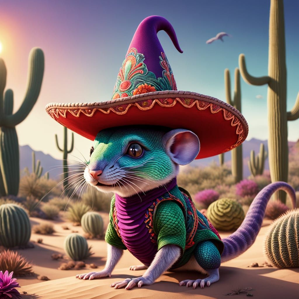 Vibrant Concept Art of Mouse and Snake