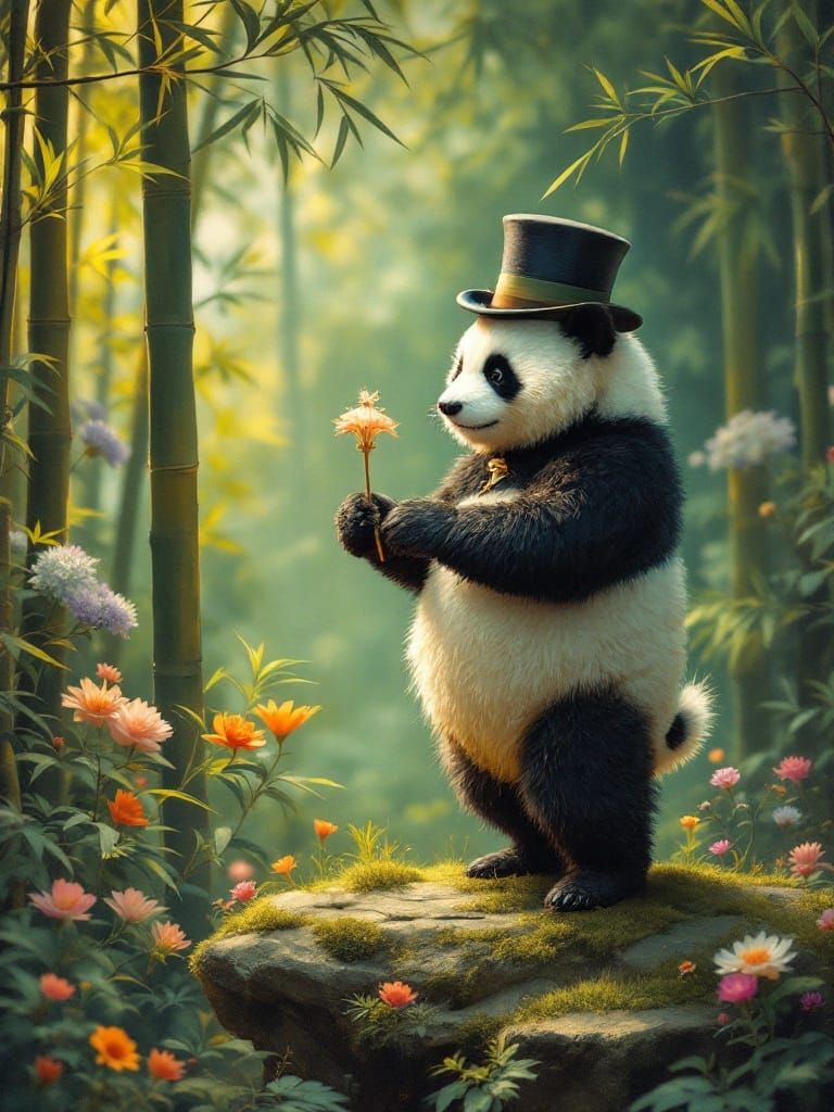 Panda in Elegant Whimsy