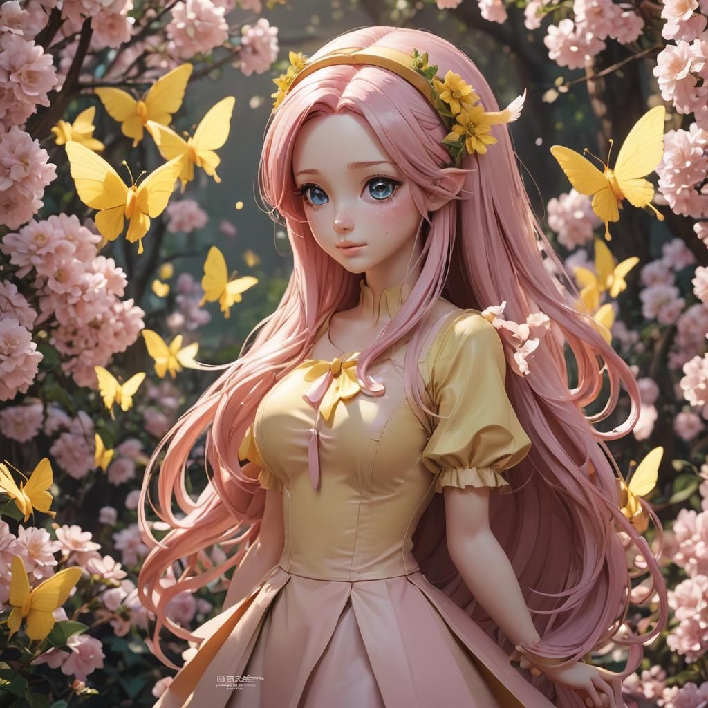Fluttershy in Detailed 3D Anime Art