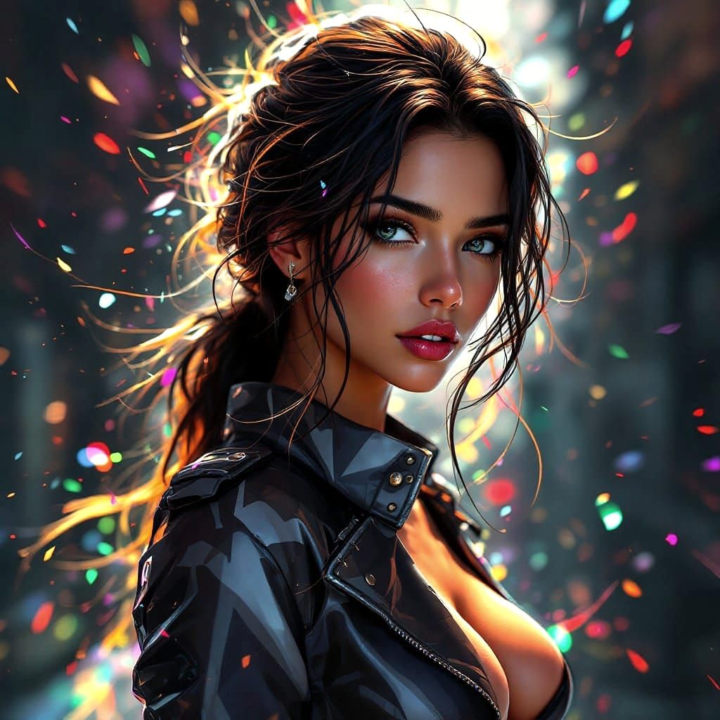 Surreal Hyperrealistic Portrait of Adda Barrios in Triadic C...