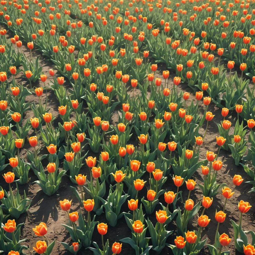 Sun-Kissed Orange Tulip Orchard: Divine Radiance