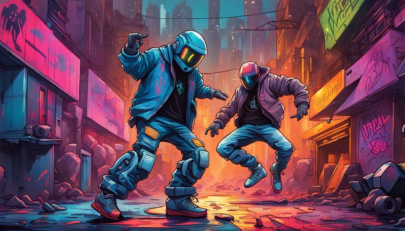 Robotic Androids Break Dancing Battle in Cyberpunk Alley