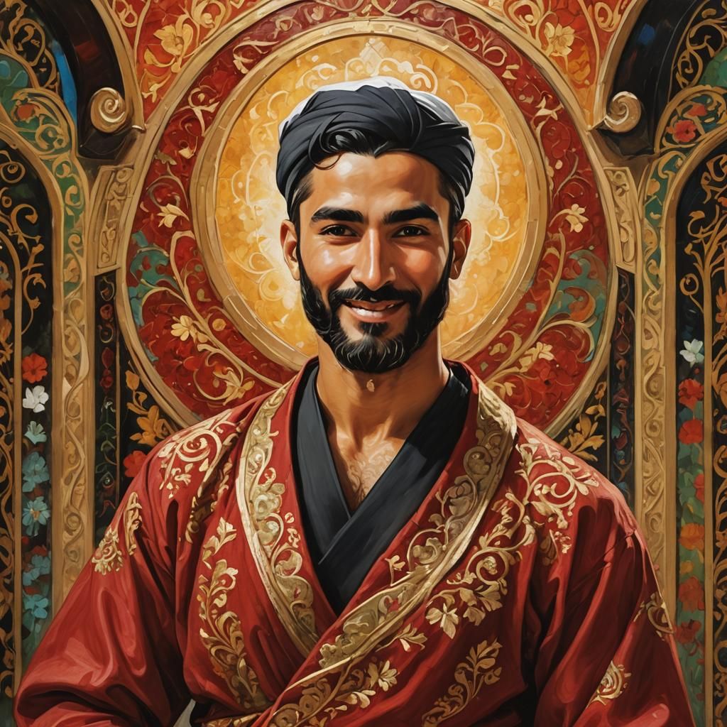 Whirling Dervish in Alcohol Ink Art Nouveau Portrait