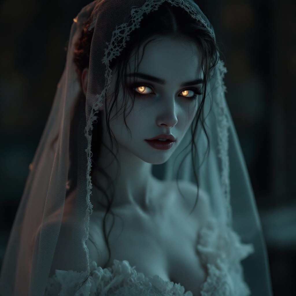 Spectral Bride in Hauntingly Realistic Style