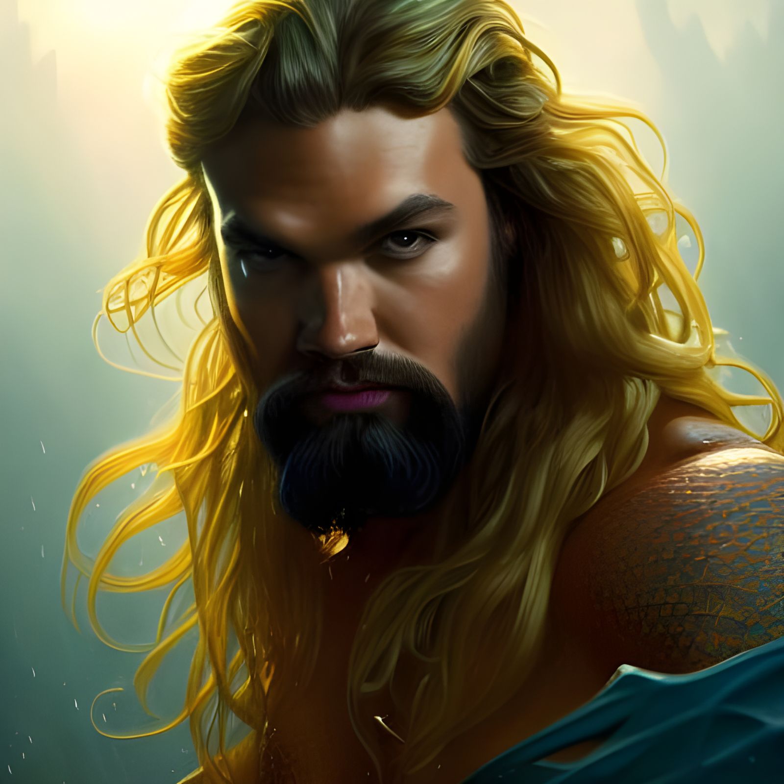 Hyperrealistic Aquaman Portrait in Dynamic Lighting