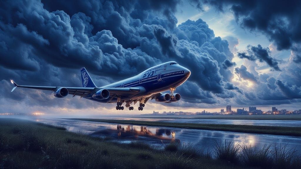 A Boeing 747 landing.