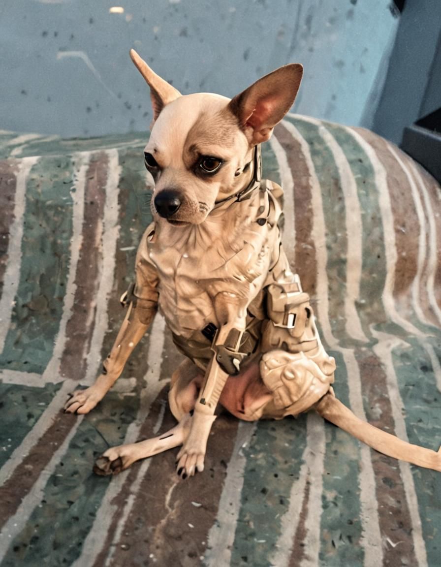 Vigilant Guard Dog in Combat Armor: Sci-Fi Concept Art