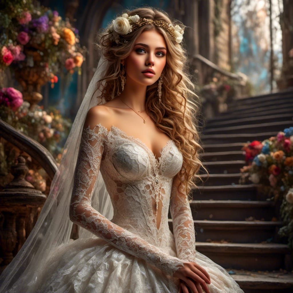 Bohemian Bride in Sheer Gown with Vibrant Colors