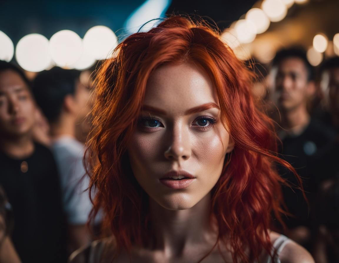 Striking Red Hair in Concert Photography Style