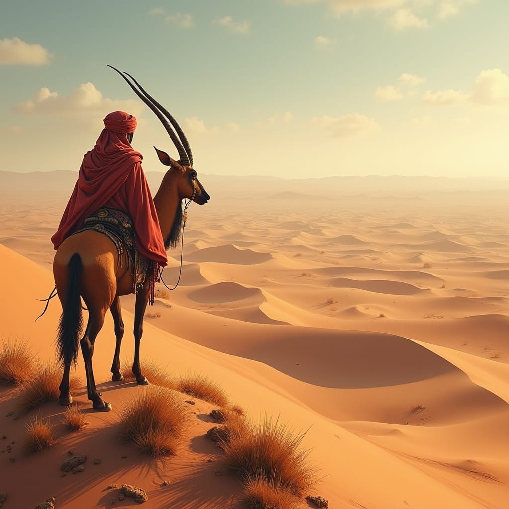 Arabian Oryx Overlooking Dune Sea: Matte Painting