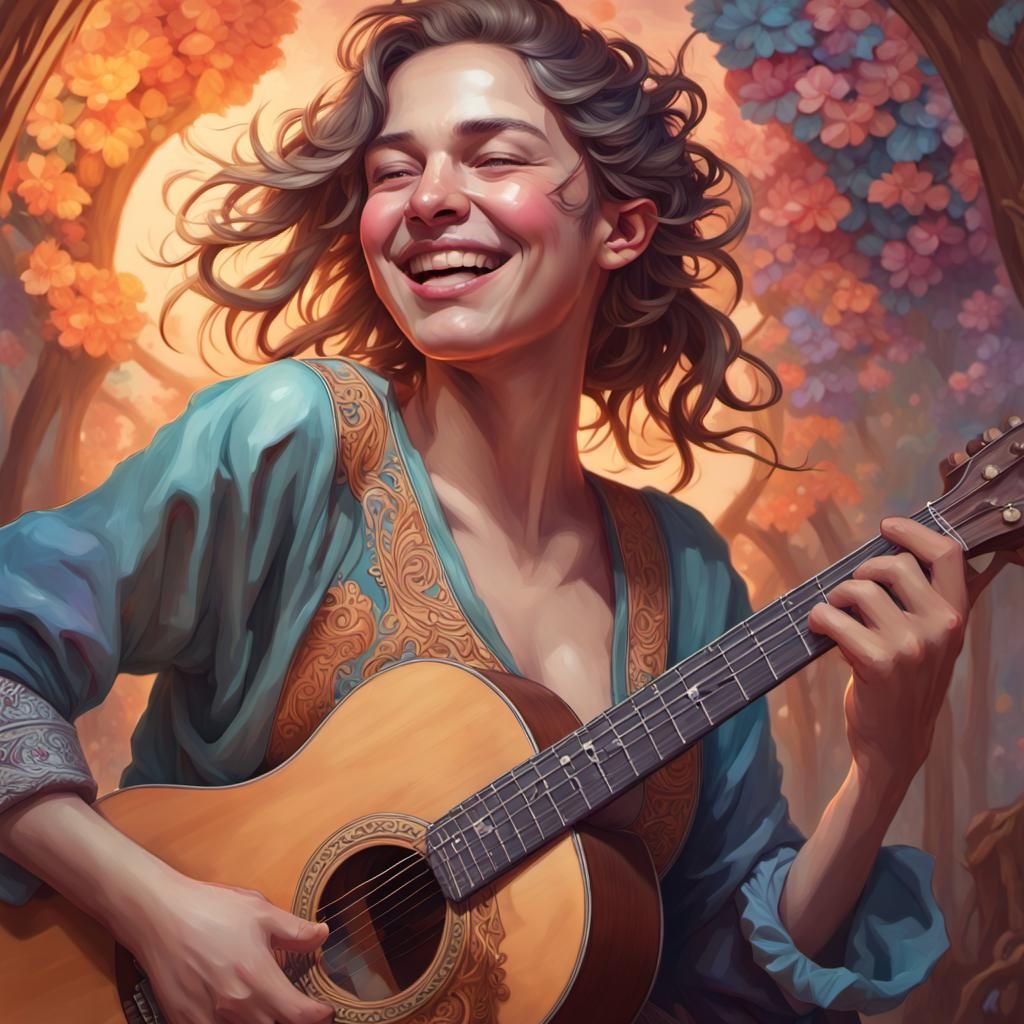Folk Pop Album Cover with Guitar, Dynamic Lighting