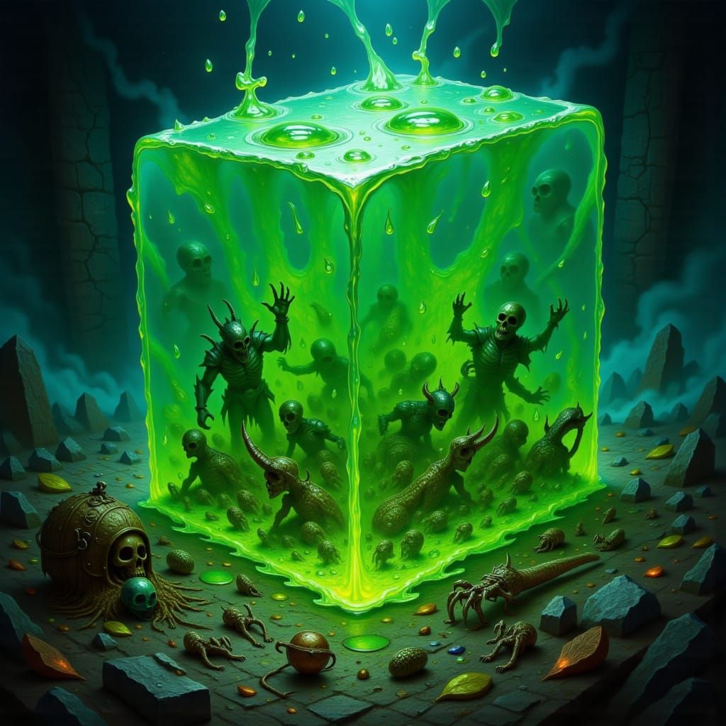 D&D Gelatinous Cube Engulfs Undead Adventurers