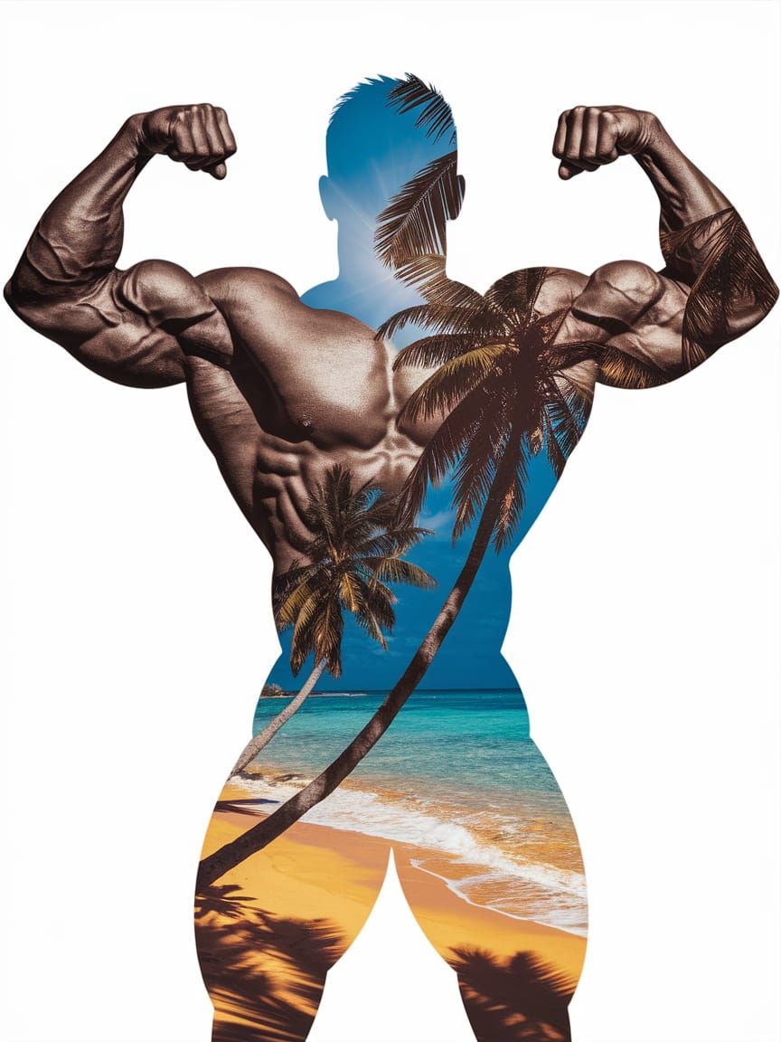 Powerful Bodybuilder Meets Tropical Paradise in Double Expos...
