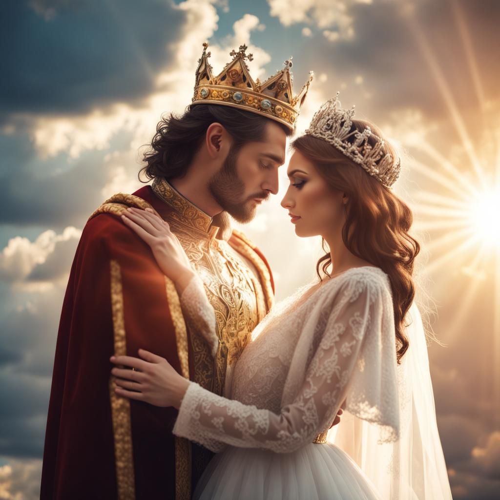 King and Queen's Divine Wedding in the Clouds