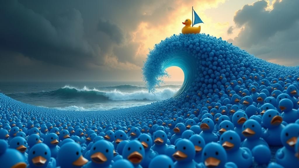 Rubber Duck Wave in a Stormy Sky