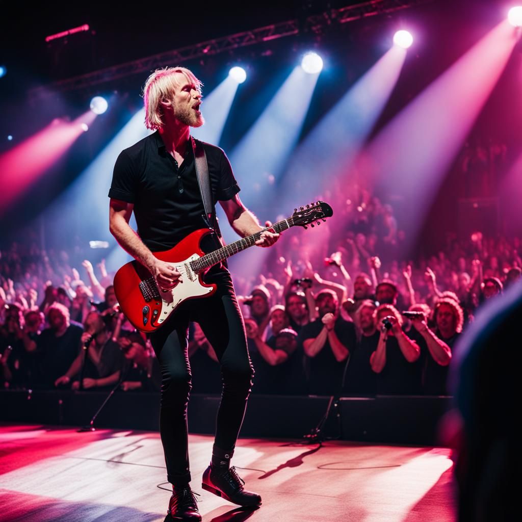 Blonde Guitarist Rocks Stage in Live Concert Photo