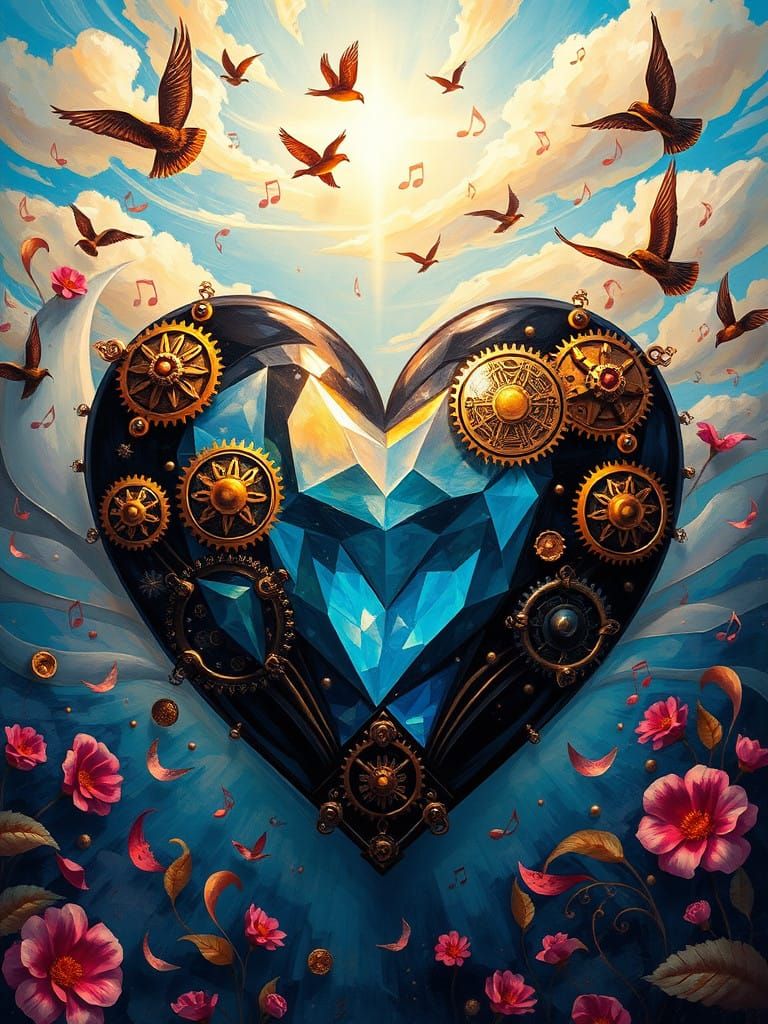 Steampunk Heart in Whimsical Dreamscape