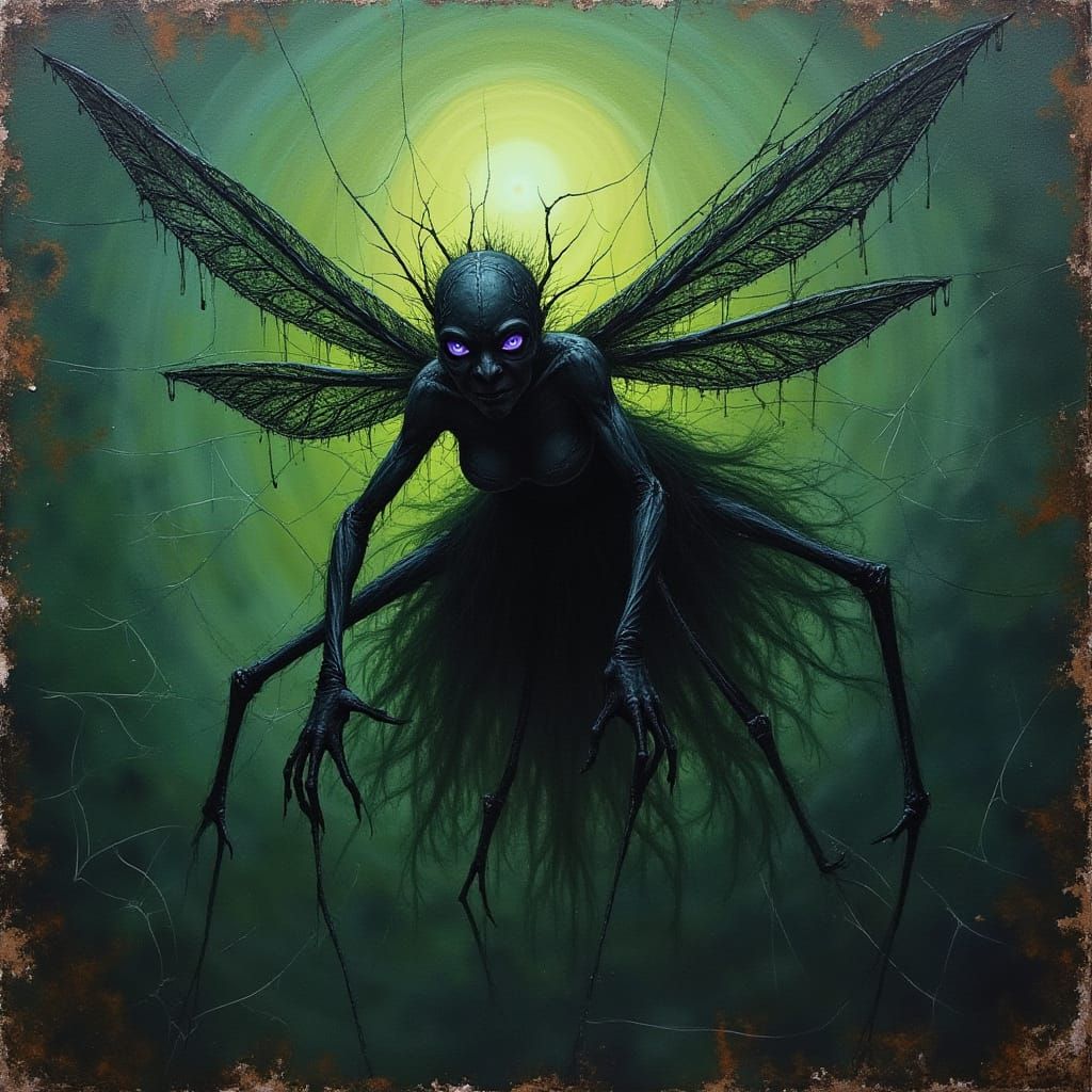 Mysterious Fairy in Dark Fantasy Oil Painting
