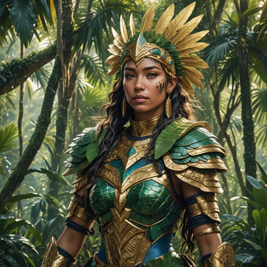 Amazon Warrior Woman in Paradise: Digital Portrait